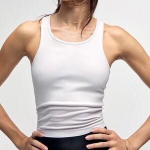Ebb to Street White Cropped Racerback Tank